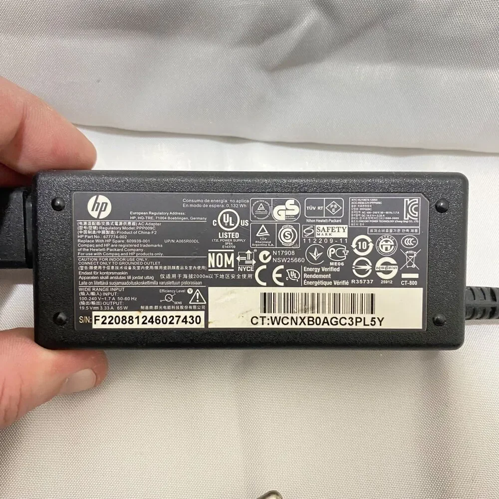 HP 65W AC Adapter Power Supply Charger PPP009C 677774-002 693711-001